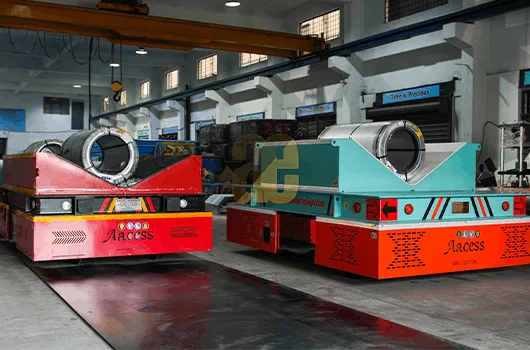 rail guided transfer trolley system